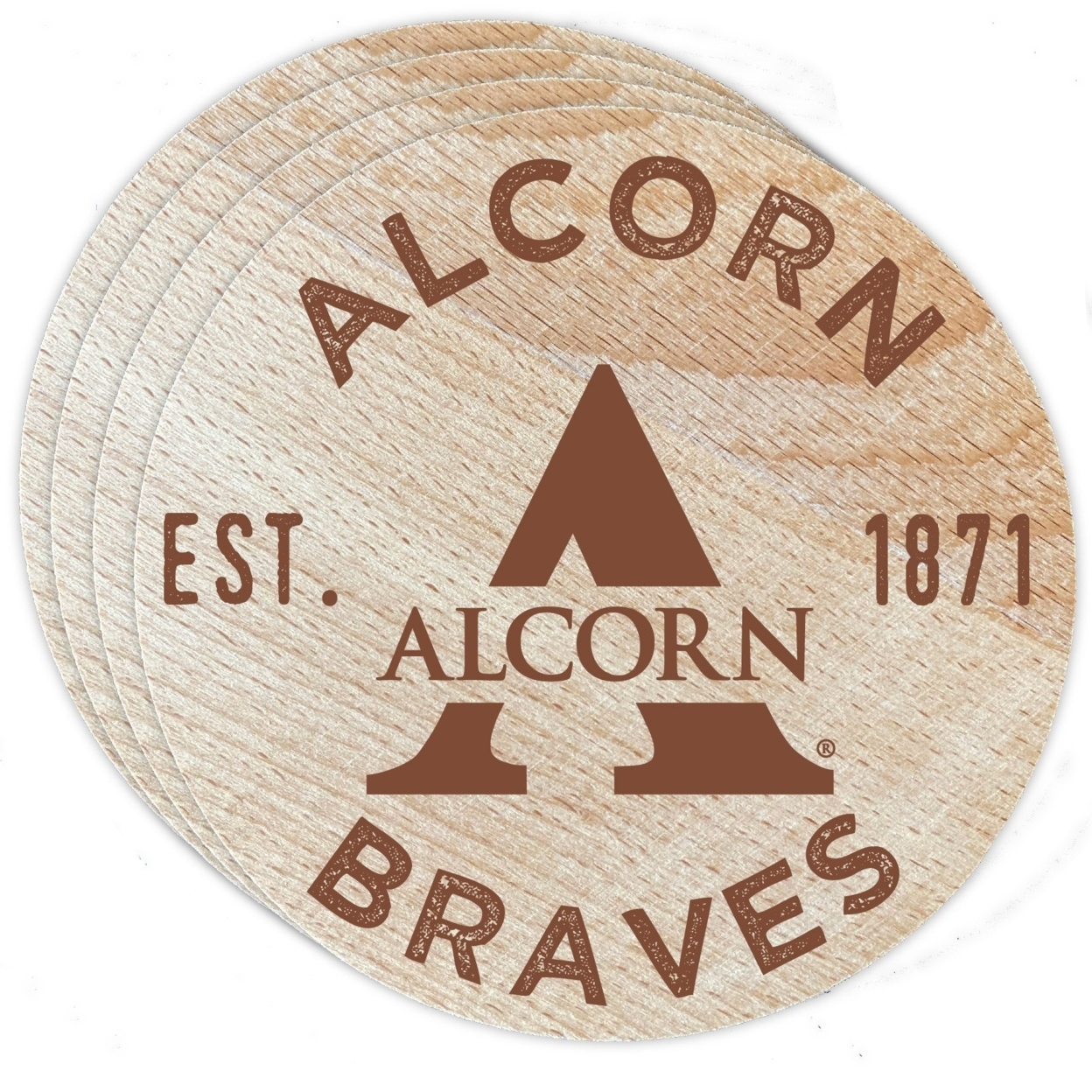 Alcorn State Braves Wood Coaster Engraved 4 Pack