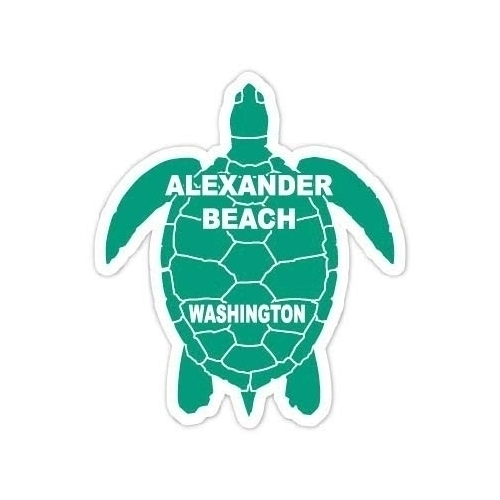 Alexander Beach Washington 4 Inch Green Turtle Shape Decal Sticker