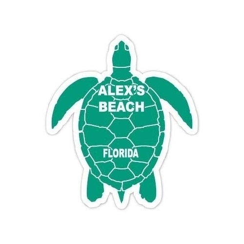 Alex's Beach Florida 4 Inch Green Turtle Shape Decal Sticker