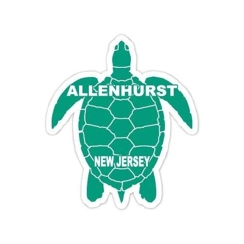 Allenhurst New Jersey Souvenir 4 Inch Green Turtle Shape Decal Sticker