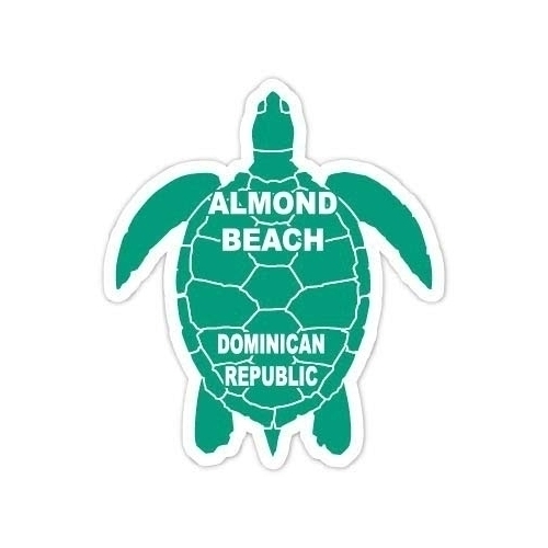Almond Beach Dominican Republic 4 Inch Green Turtle Shape Decal Sticker