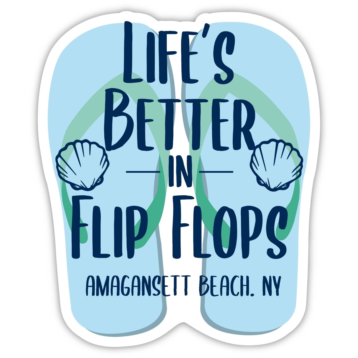 Amagansett Beach New York Souvenir 4 Inch Vinyl Decal Sticker Flip Flop Design