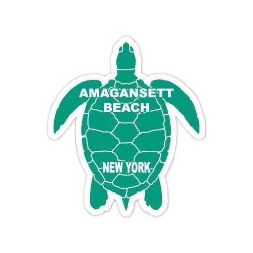 Amagansett Beach New York Souvenir 4 Inch Green Turtle Shape Decal Sticker