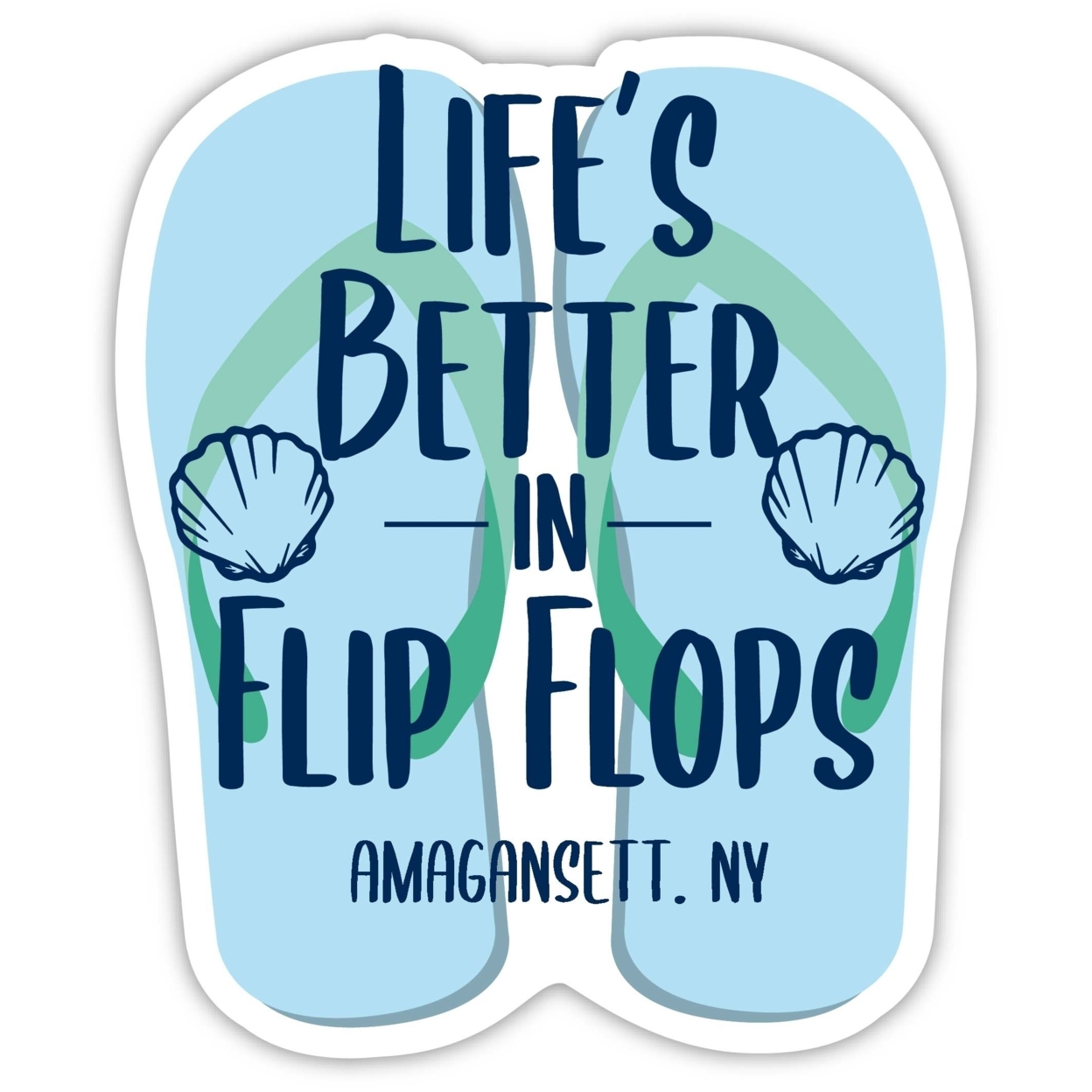 Amagansett New York Souvenir 4 Inch Vinyl Decal Sticker Flip Flop Design