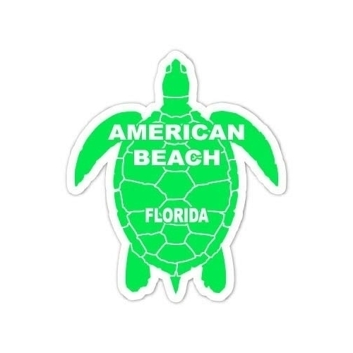 American Beach Florida Souvenir 4 Inch Green Turtle Shape Decal Sticker