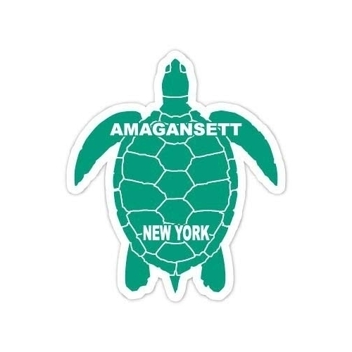 Amagansett New York Souvenir 4 Inch Green Turtle Shape Decal Sticker