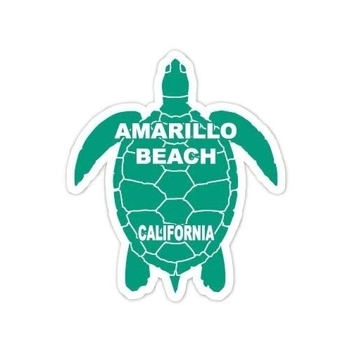 Amarillo Beach California Souvenir 4 Inch Green Turtle Shape Decal Sticker