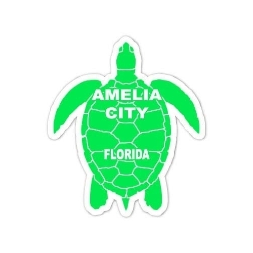 Amelia City Florida Souvenir 4 Inch Green Turtle Shape Decal Sticker