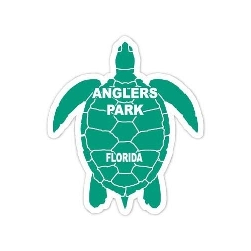 Anglers Park Florida 4 Inch Green Turtle Shape Decal Sticker