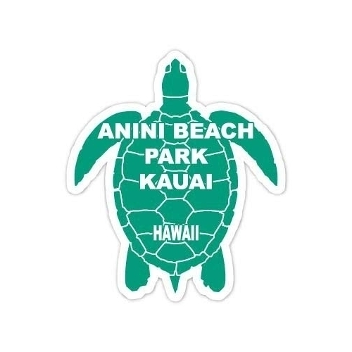 Anini Beach Park, Kauai Hawaii Souvenir 4 Inch Green Turtle Shape Decal Sticker