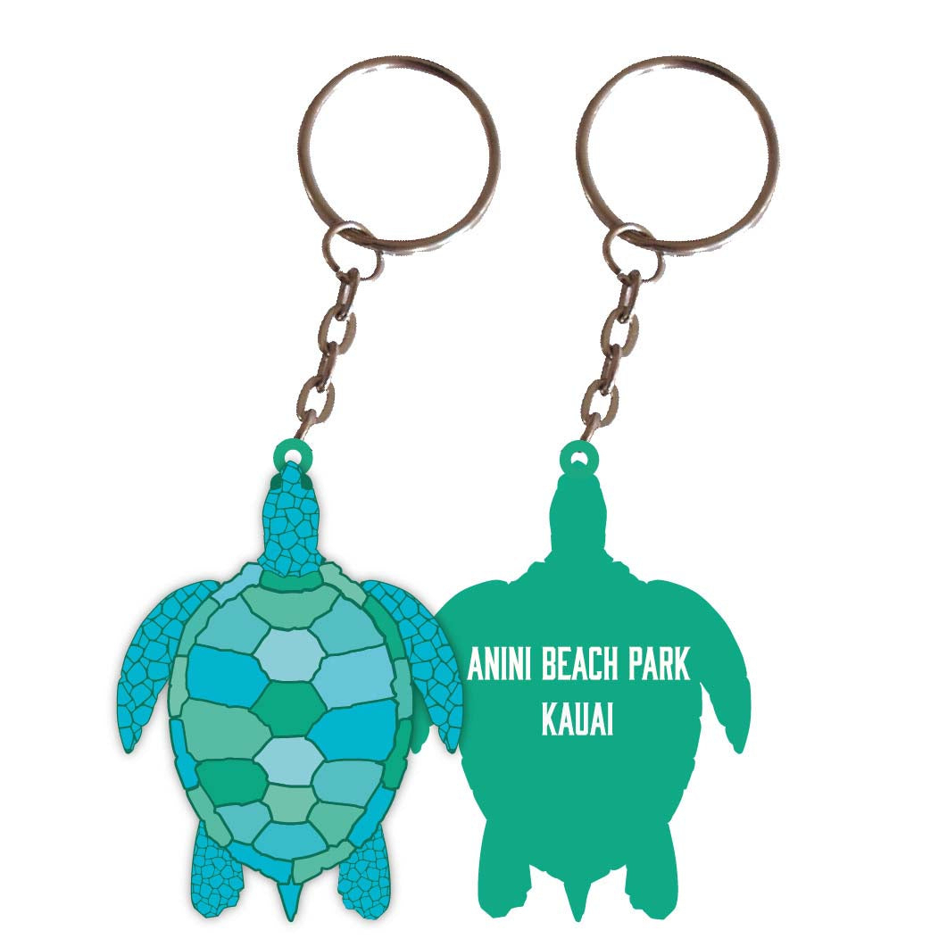 Anini Beach Park Kauai Turtle Metal Keychain