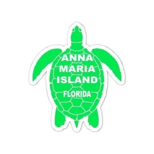 Anna Maria Island Florida Souvenir 4 Inch Green Turtle Shape Decal Sticker