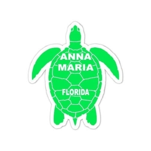 Anna Maria Florida Souvenir 4 Inch Green Turtle Shape Decal Sticker
