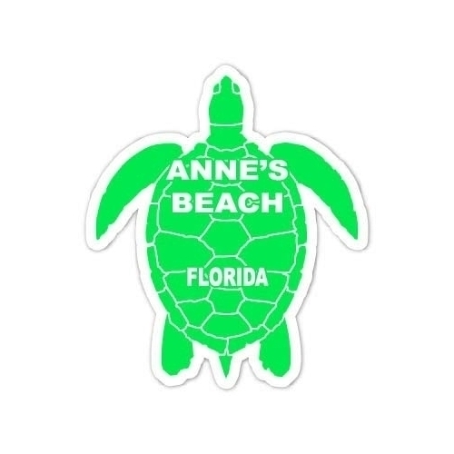 Anne's Beach Florida Souvenir 4 Inch Green Turtle Shape Decal Sticker