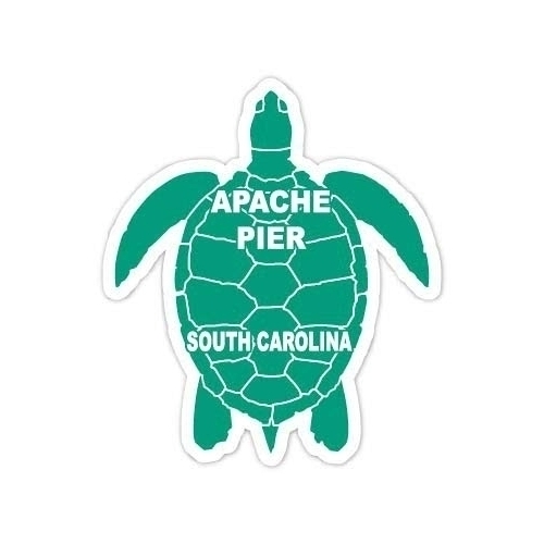 Apache Pier South Carolina 4 Inch Green Turtle Shape Decal Sticker