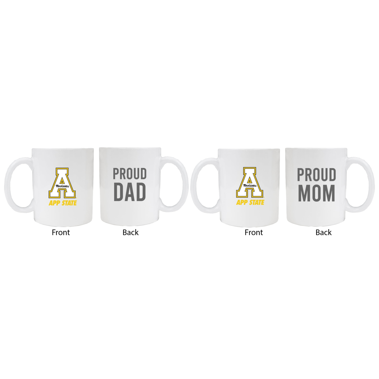 Appalachian State Proud Mom And Dad White Ceramic Coffee Mug 2 Pack (White).