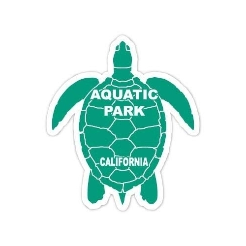Aquatic Park California Souvenir 4 Inch Green Turtle Shape Decal Sticker