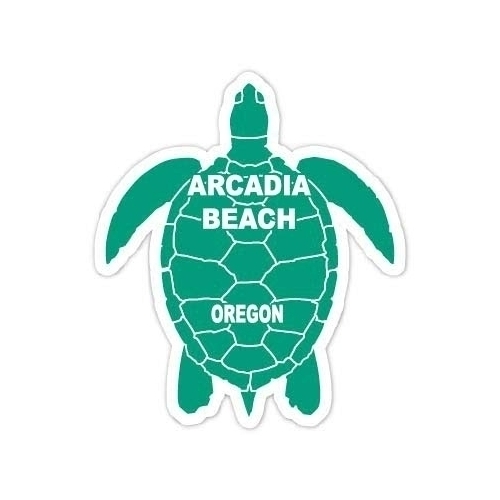 Arcadia Beach Oregon 4 Inch Green Turtle Shape Decal Sticker
