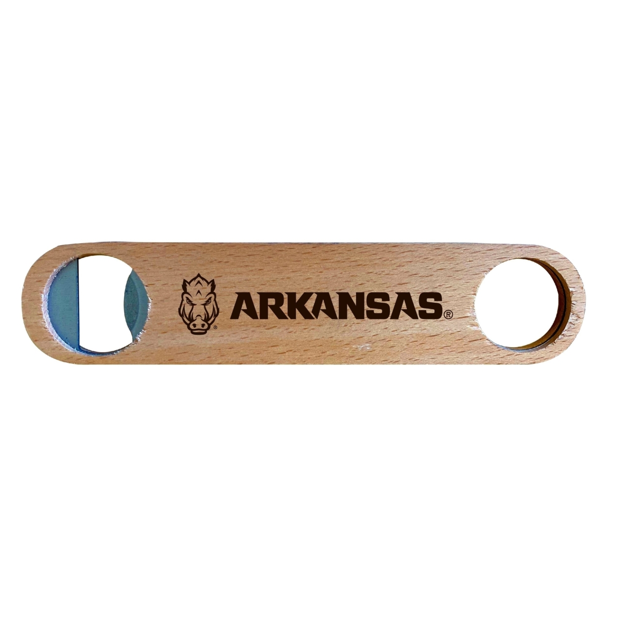 Arkansas Razorbacks Laser Etched Wooden Bottle Opener College Logo Design