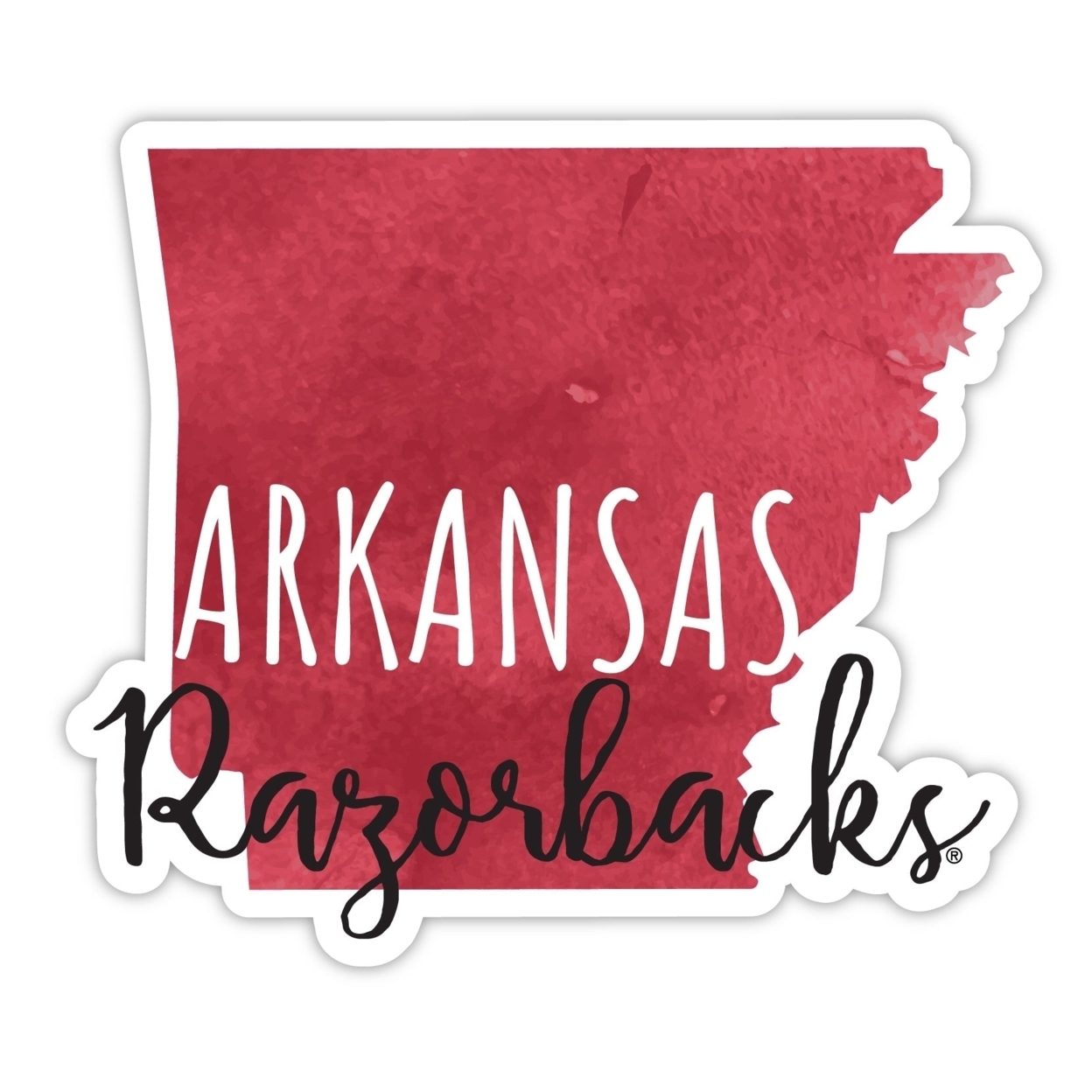 Arkansas Razorbacks Watercolor State Die Cut Decal 4-Inch