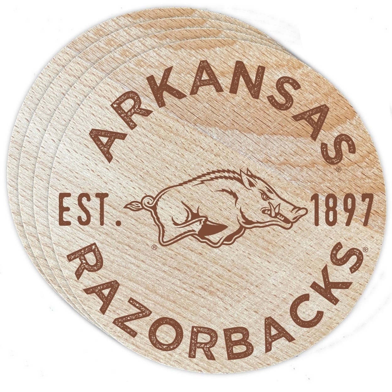 Arkansas Razorbacks Wood Coaster Engraved 4 Pack