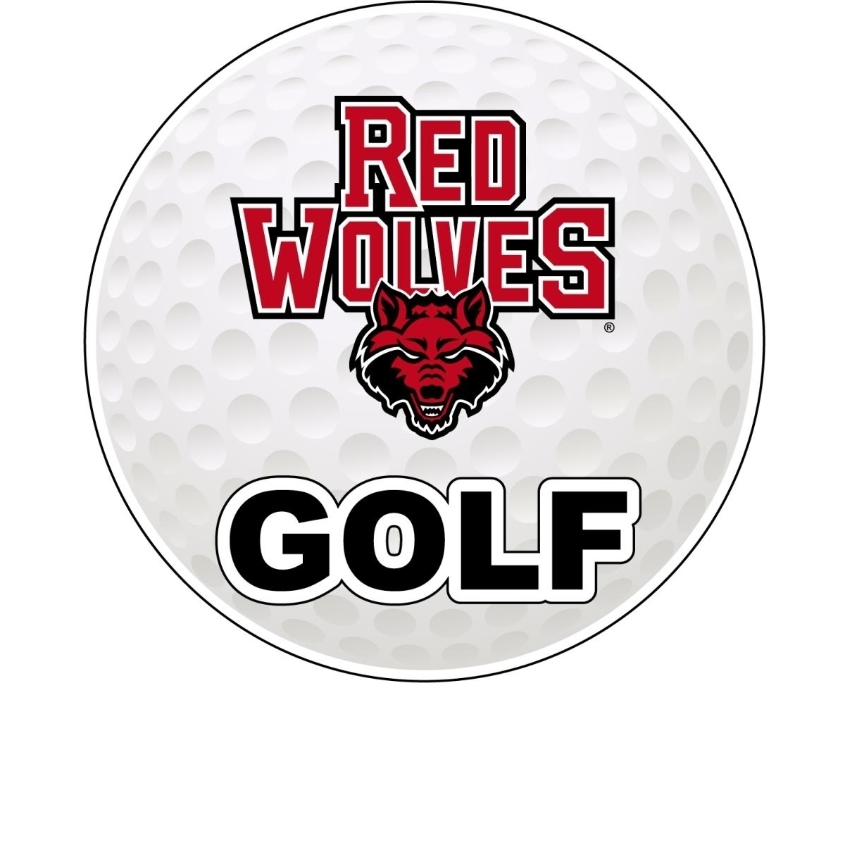 Arkansas State 4-Inch Round Golf Ball Vinyl Decal Sticker