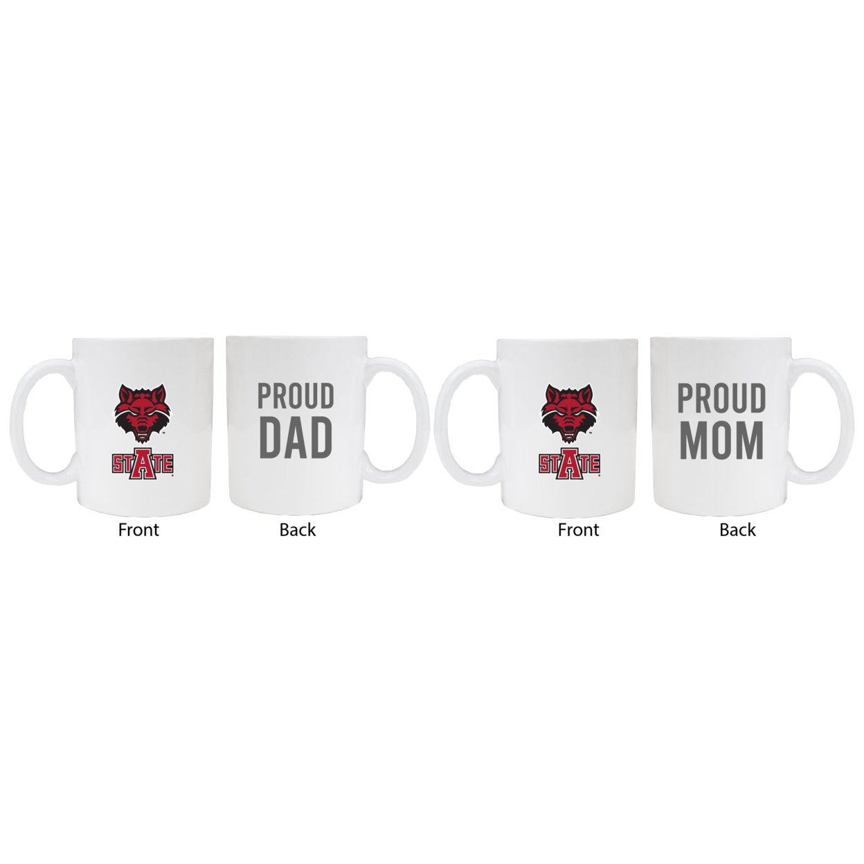 Arkansas State Proud Mom And Dad White Ceramic Coffee Mug 2 Pack (White).