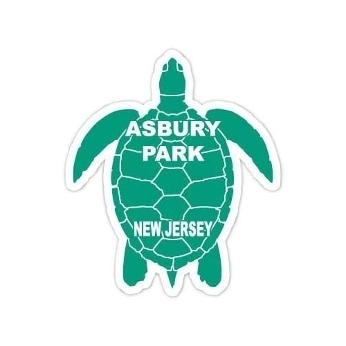 Asbury Park New Jersey Souvenir 4 Inch Green Turtle Shape Decal Sticker
