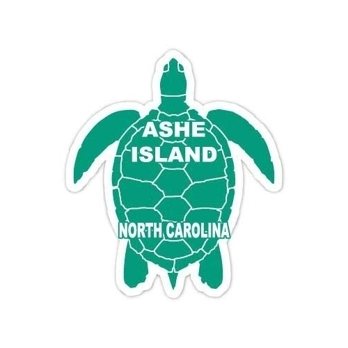 Ashe Island North Carolina Souvenir 4 Inch Green Turtle Shape Decal Sticker