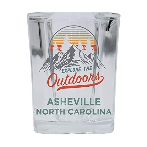 Asheville North Carolina Explore The Outdoors Souvenir 2 Ounce Square Base Liquor Shot Glass