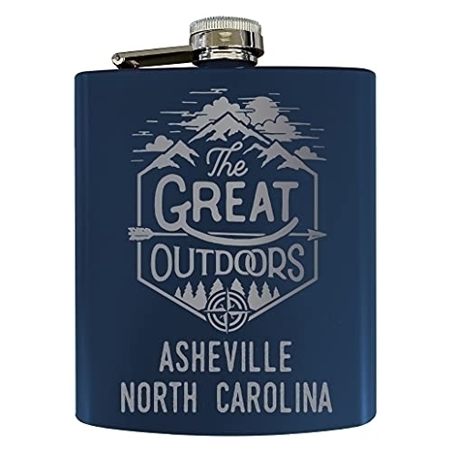 Asheville North Carolina Laser Engraved Explore The Outdoors Souvenir 7 Oz Stainless Steel 7 Oz Flask Navy