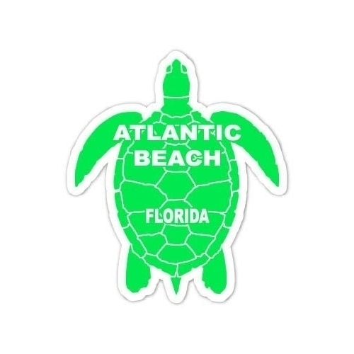 Atlantic Beach Florida Souvenir 4 Inch Green Turtle Shape Decal Sticker