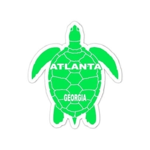 Atlanta Georgia 4 Inch Green Turtle Shape Decal Sticker