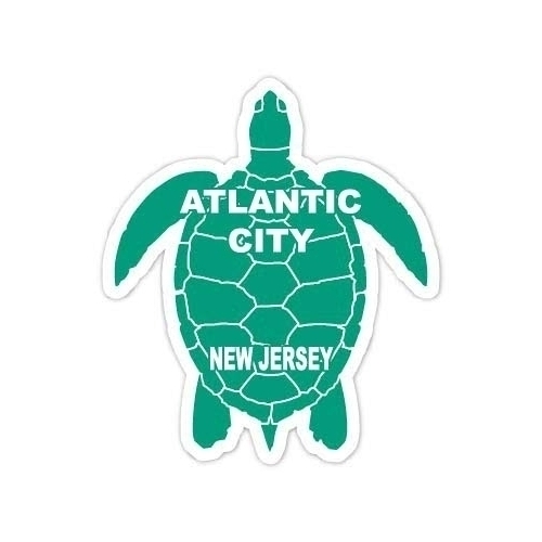 Atlantic City New Jersey Souvenir 4 Inch Green Turtle Shape Decal Sticker