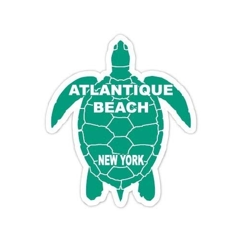 Atlantique Beach New York Souvenir 4 Inch Green Turtle Shape Decal Sticker