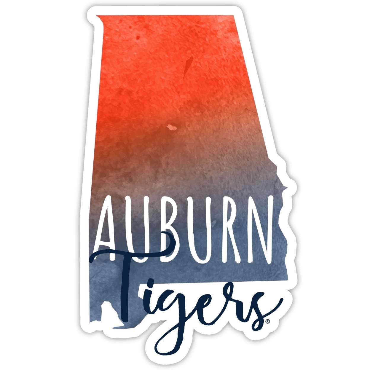 Auburn Tigers Watercolor State Die Cut Decal 2-Inch
