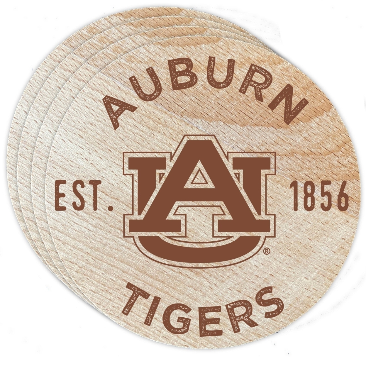 Auburn Tigers Wood Coaster Engraved 4 Pack