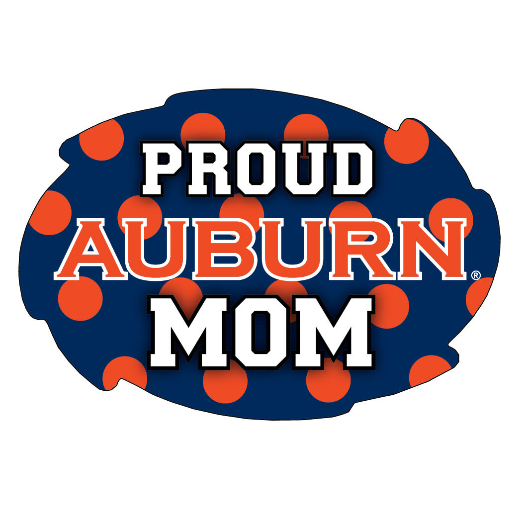 Auburn University Ncaa Collegiate Trendy Polka Dot Proud Mom 5 X 6 Swirl Decal Sticker