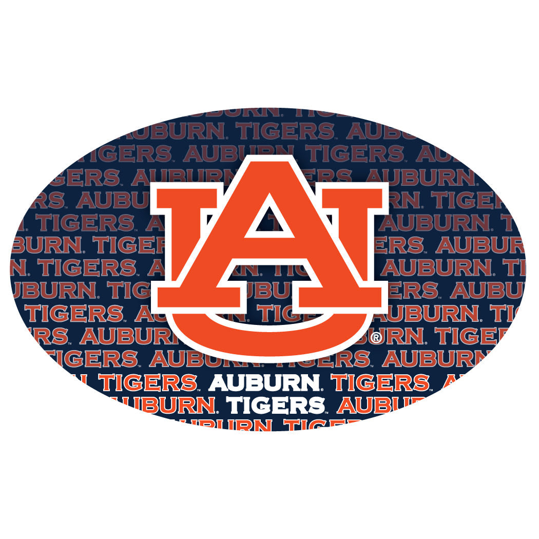 Auburn University Ncaa Collegiate Trendy Verbiage Repeating Wordmark Text Fashion Pattern Oval Decal Sticker