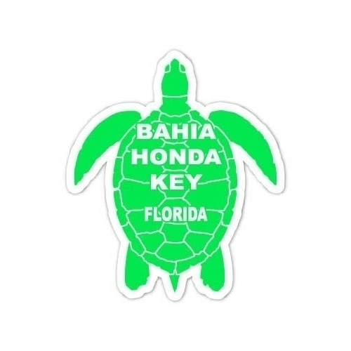 Bahia Honda Key Florida Souvenir 4 Inch Green Turtle Shape Decal Sticker