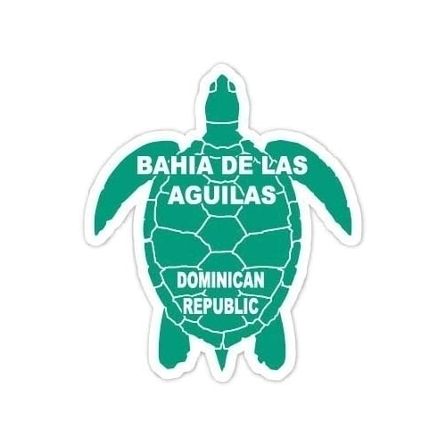 Bahia De Las Aguilas Dominican Republic 4 Inch Green Turtle Shape Decal Sticker