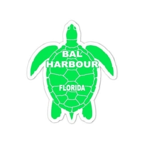 Bal Harbour Florida Souvenir 4 Inch Green Turtle Shape Decal Sticker