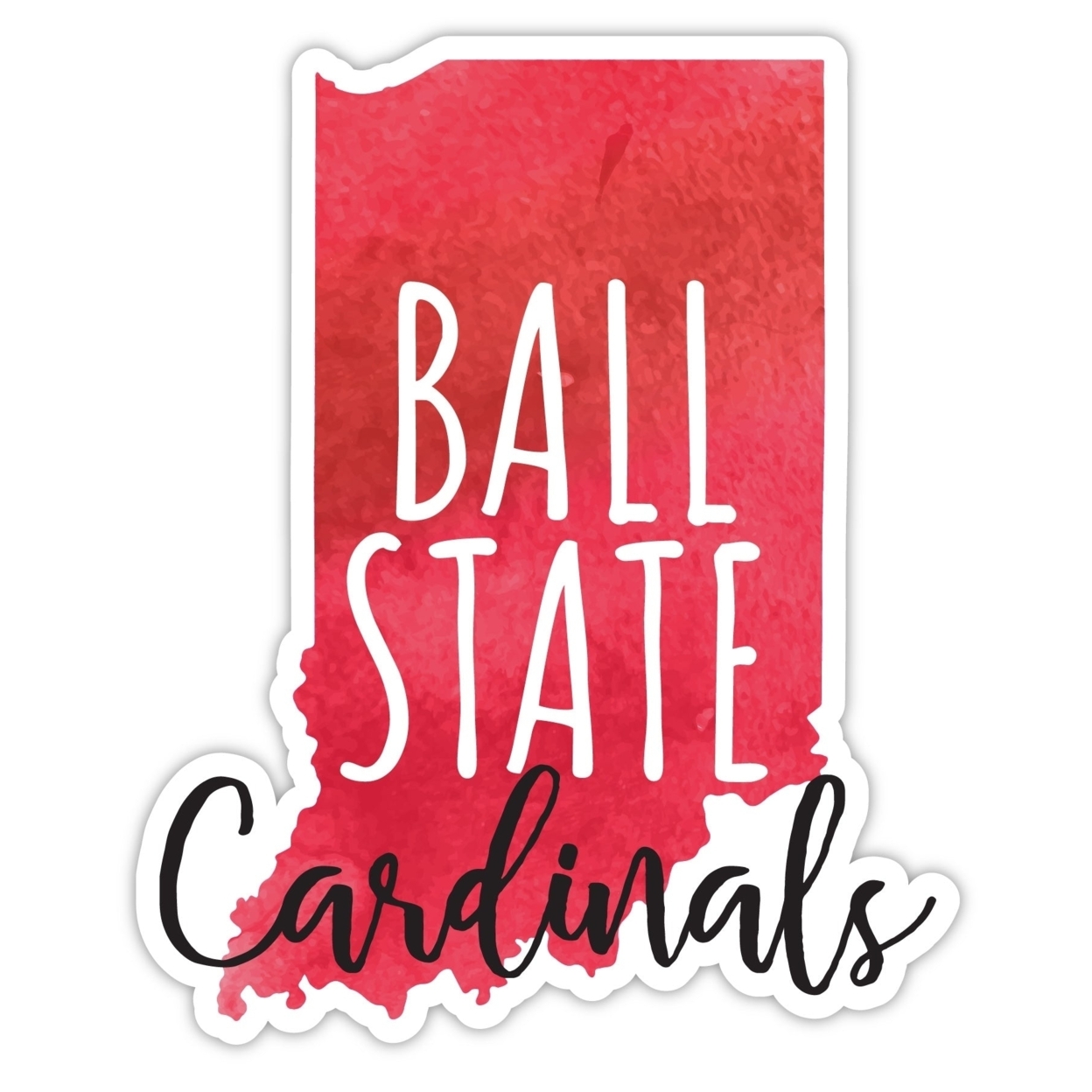 Ball State University Watercolor State Die Cut Decal 4-Inch