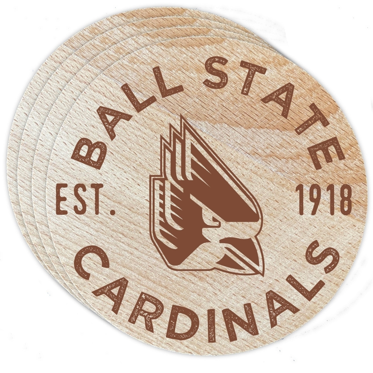 Ball State University Wood Coaster Engraved 4 Pack