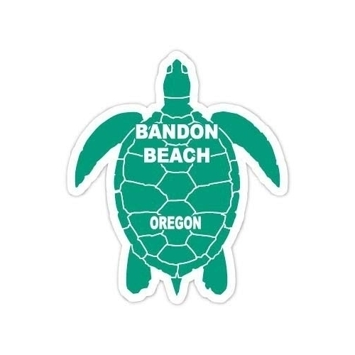 Bandon Beach Oregon 4 Inch Green Turtle Shape Decal Sticker