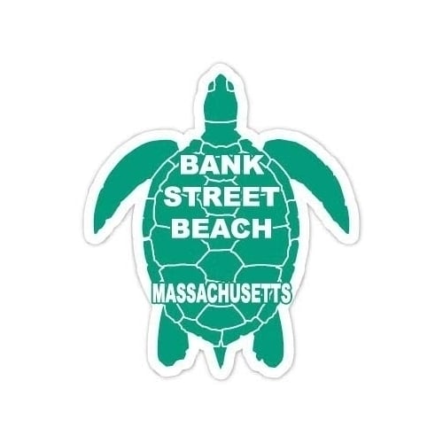 Bank Street Beach Massachusetts Souvenir 4 Inch Green Turtle Shape Decal Sticker