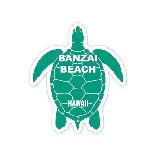 Banzai Beach Hawaii Souvenir 4 Inch Green Turtle Shape Decal Sticker