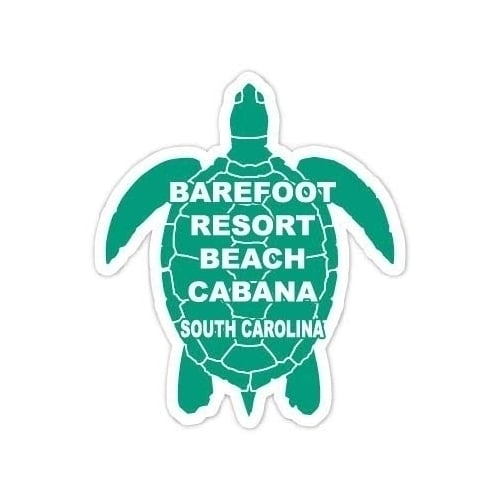 Barefoot Resort Beach Cabana South Carolina Souvenir 4 Inch Green Turtle Shape Decal Sticker