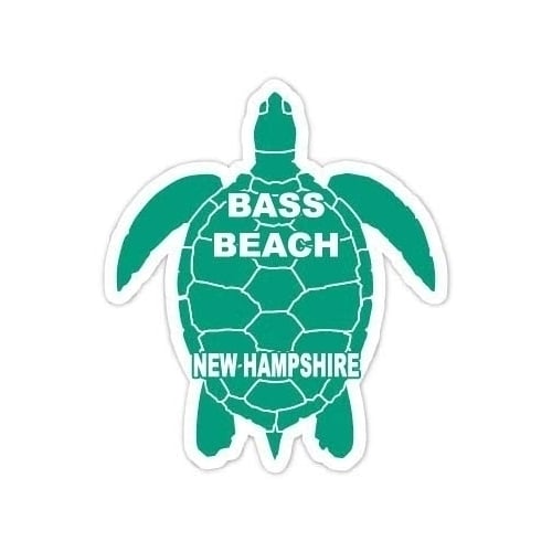 Bass Beach New Hampshire Souvenir 4 Inch Green Turtle Shape Decal Sticker