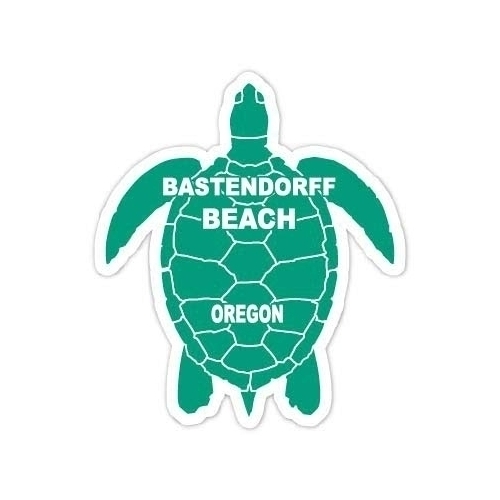 Bastendorff Beach Oregon 4 Inch Green Turtle Shape Decal Sticker